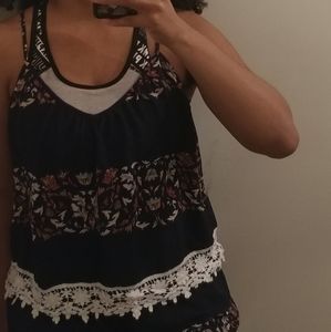 Entro Size L Romper Sleeveless Crochet Modest